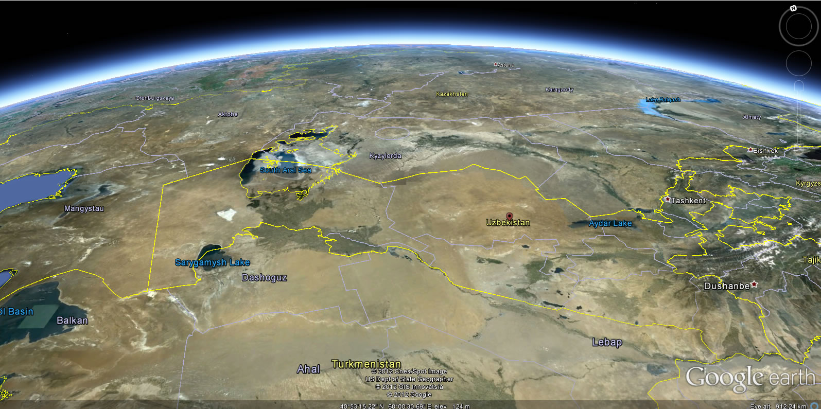 ozbekistan yeryuzu haritasi